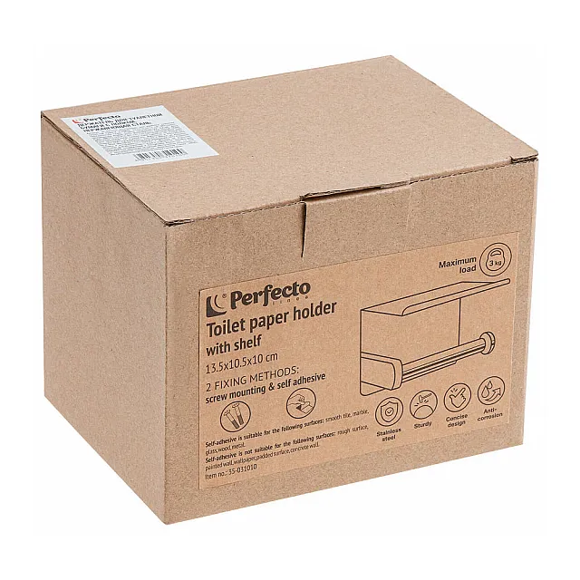 Держатель для туалетной бумаги Perfecto Linea 35-031010 с полкой