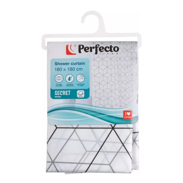Шторка для ванной Perfecto Linea Secret 36-118004 180*180 см геометрия белая Шторка для ванной Perfecto Linea Secret 36-118004 180*180 см геометрия белая