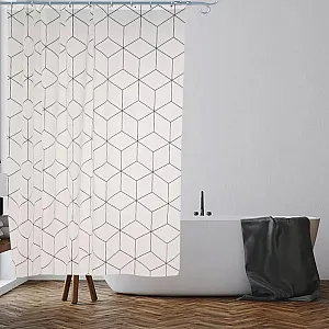 Шторка для ванной Perfecto Linea Secret 36-118004 180*180 см геометрия белая