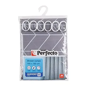 Шторка для ванной Perfecto Linea Harmony 36-118014 180*180 см геометрия серая