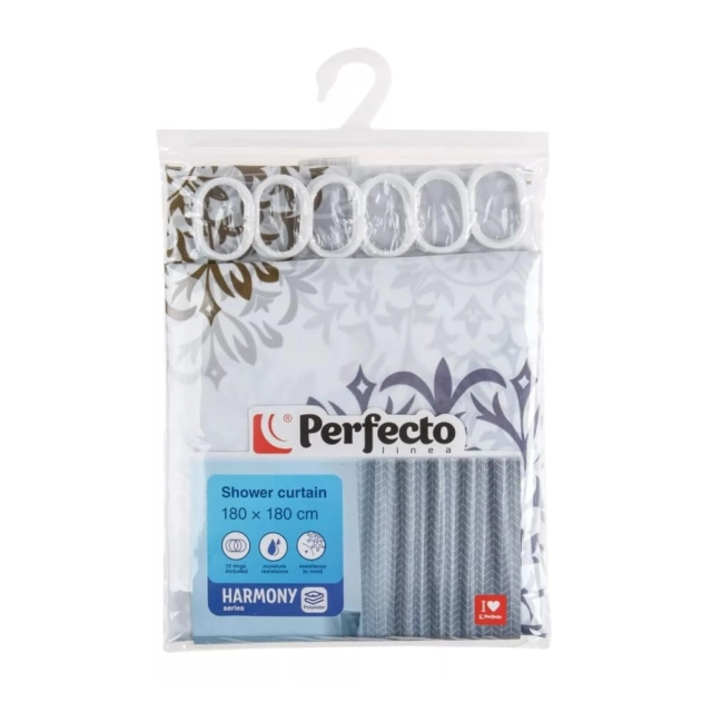 Шторка для ванной Perfecto Linea Harmony 36-118017 180*180 см блики Шторка для ванной Perfecto Linea Harmony 36-118017 180*180 см блики