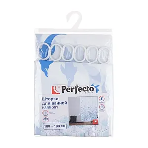 Шторка для ванной Perfecto Linea Harmony 36-118019 180*180 см дельфины