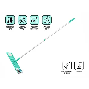 Швабра для пола Perfecto linea 43-392015 с насадкой из микрофибры бирюзовая