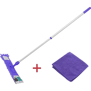 Швабра для пола Perfecto Linea 43-392031 с насадкой из шенилла лиловая + салфетка из микрофибры 30*30 см