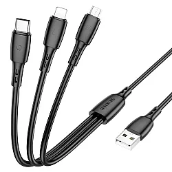 Кабель Borofone BX17 3в1 Lightning+Micro+Type-C черный 1 м
