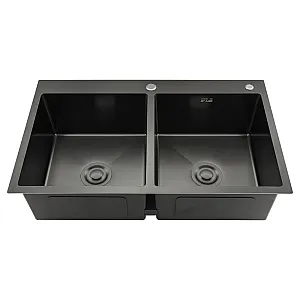 Мойка кухонная Gappo GS8350-6 стальная две чаши черная 830*500*215 мм
