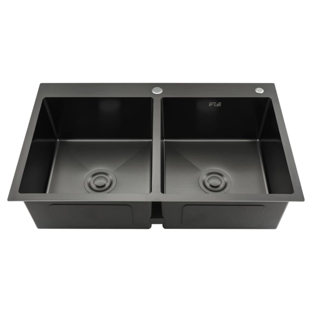 Мойка кухонная Gappo GS8350-6 стальная две чаши черная 830*500*215 мм Мойка кухонная Gappo GS8350-6 стальная две чаши черная 830*500*215 мм