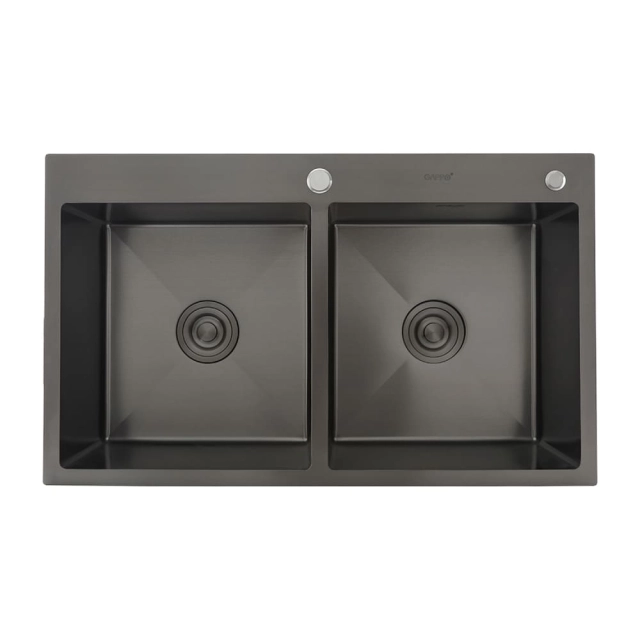 Мойка кухонная Gappo GS8350-6 стальная две чаши черная 830*500*215 мм Мойка кухонная Gappo GS8350-6 стальная две чаши черная 830*500*215 мм