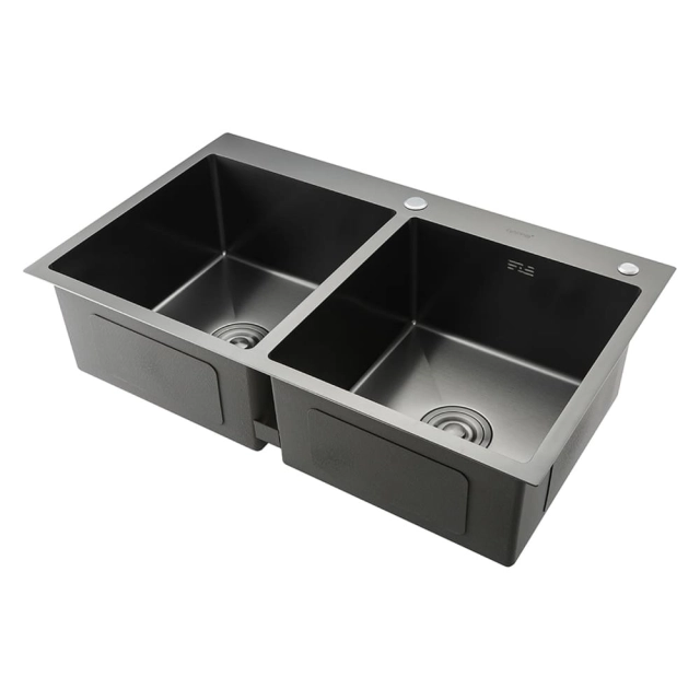 Мойка кухонная Gappo GS8350-6 стальная две чаши черная 830*500*215 мм Мойка кухонная Gappo GS8350-6 стальная две чаши черная 830*500*215 мм