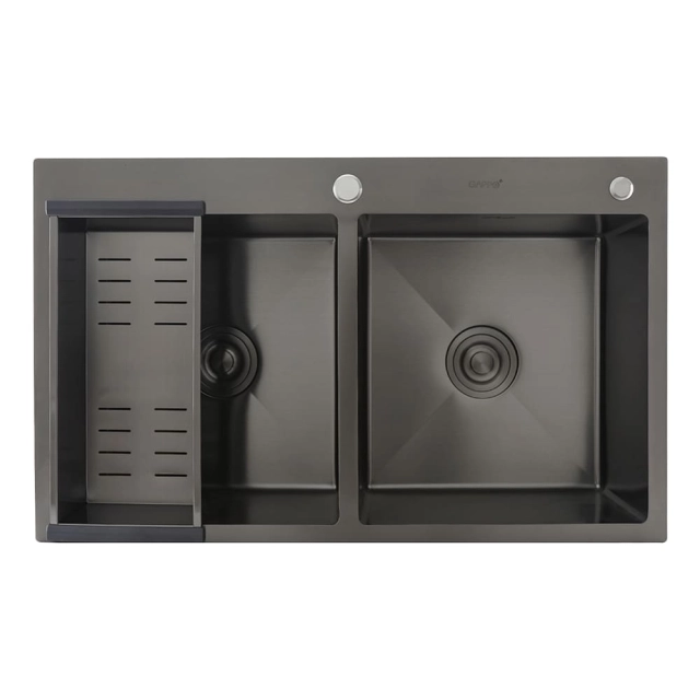 Мойка кухонная Gappo GS8350-6 стальная две чаши черная 830*500*215 мм Мойка кухонная Gappo GS8350-6 стальная две чаши черная 830*500*215 мм