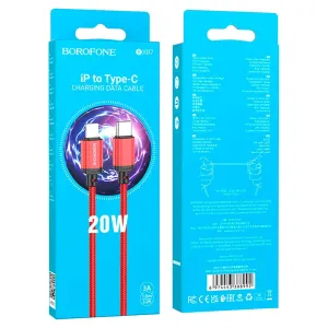Кабель Borofone BX87 88992 Lightning-Type-C 20W поддержка PD 20 Вт красный 1 м