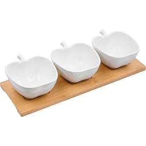 Менажница Perfecto Linea Bamboo 38-321110 трехсекционная на бамбуковой подставке