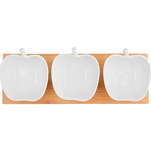 Менажница Perfecto Linea Bamboo 38-321110 трехсекционная на бамбуковой подставке