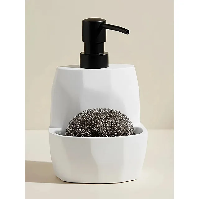 Диспенсер для моющего средства Perfecto Linea Symphony 35-103001 с подставкой для губки белый