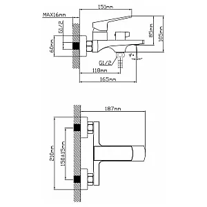 Смеситель для ванны AV Engineering AVNEO3-A170-130 серия NEO D35