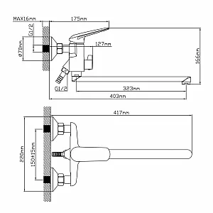 Смеситель для ванны AV Engineering AVPOS7-A175-122 серия POS D35