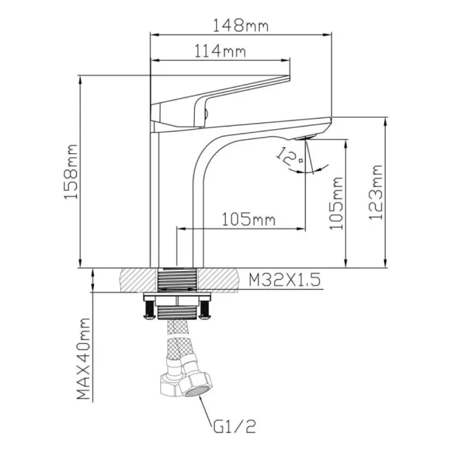 Смеситель для умывальника AV Engineering AVWIN1-BL165-110 серия WIN black D35