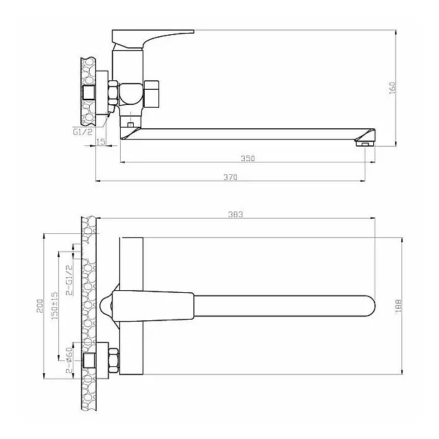 Смеситель для ванны AV Engineering AVDAR3-51053 серия DAR D35