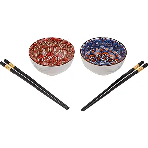 Набор мисок Perfecto Linea Mandala 30-115001 керамических с палочками для еды