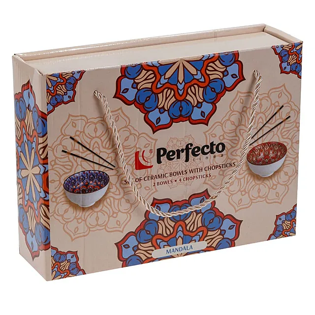 Набор мисок Perfecto Linea Mandala 30-115001 керамических с палочками для еды
