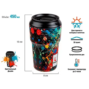 Термокружка Perfecto Linea 3D Fun splash 27-450101 нержавеющая сталь 450 мл