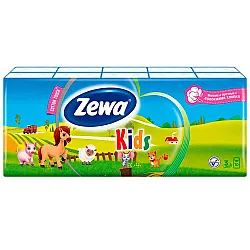 Платки носовые Zewa Kids детские 3-слойные неароматизированные 10 шт Платки носовые Zewa Kids детские 3-слойные неароматизированные 10 шт