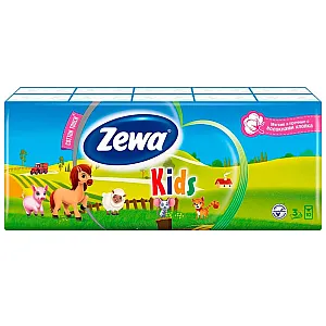 Платки носовые Zewa Kids детские 3-слойные неароматизированные 10 шт