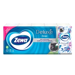 Платки носовые Zewa Deluxe Design 3-слойные с тиснением белые неароматизированные 10 шт