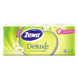 Платки носовые Zewa Deluxe Camomile Comfort 3-слойные с тиснением белые ароматизированные 10 шт