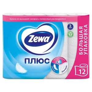 Бумага туалетная Zewa Плюс белая 12 рулонов