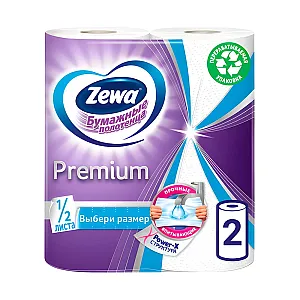 Полотенца бумажные Zewa Premium белые 2 рулона