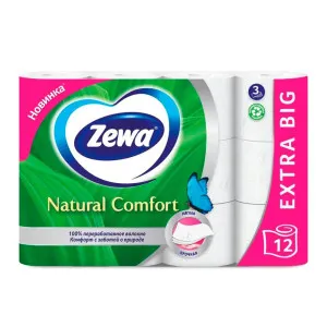 Бумага туалетная Zewa Natural Comfort 3-слойная 12 рулонов
