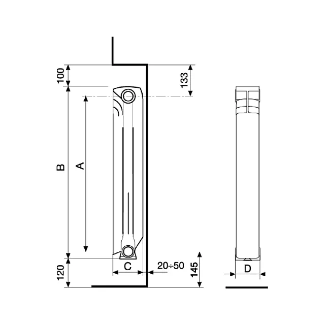 Радиатор алюминиевый Fondital Exclusivo D3 Plus 500/100 10 секций