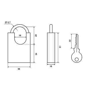 Замок навесной Palladium 507F-40