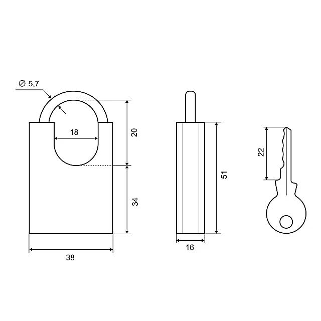 Замок навесной Palladium 507F-40