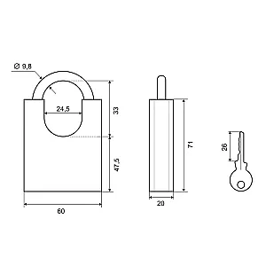 Замок навесной Palladium 507F-60