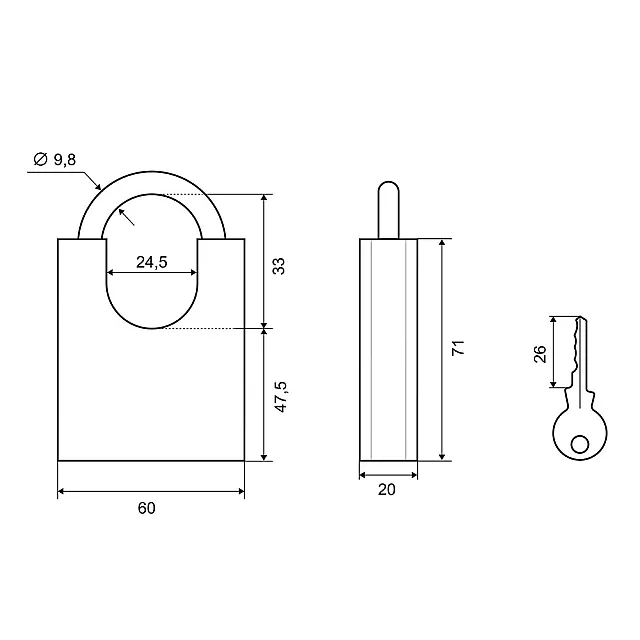 Замок навесной Palladium 507F-60