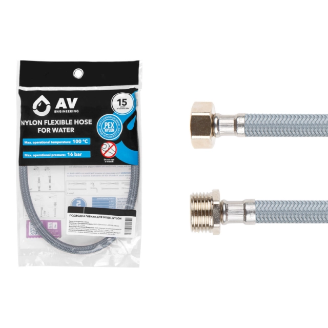 Подводка гибкая AV Engineering AVE209120 Nylon гайка 1/2 Подводка гибкая AV Engineering AVE209120 Nylon гайка 1/2