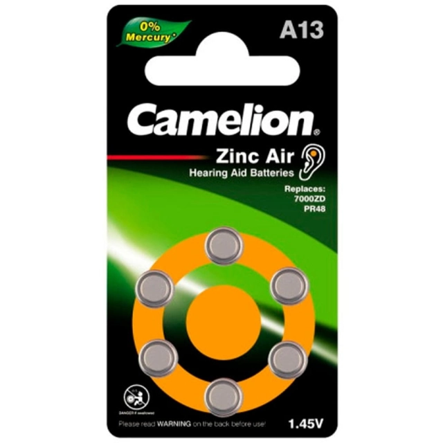 Батарейка Camelion Mercury Free ZA13 BP6 1.4V 60/600 К Батарейка Camelion Mercury Free ZA13 BP6 1.4V 60/600 К