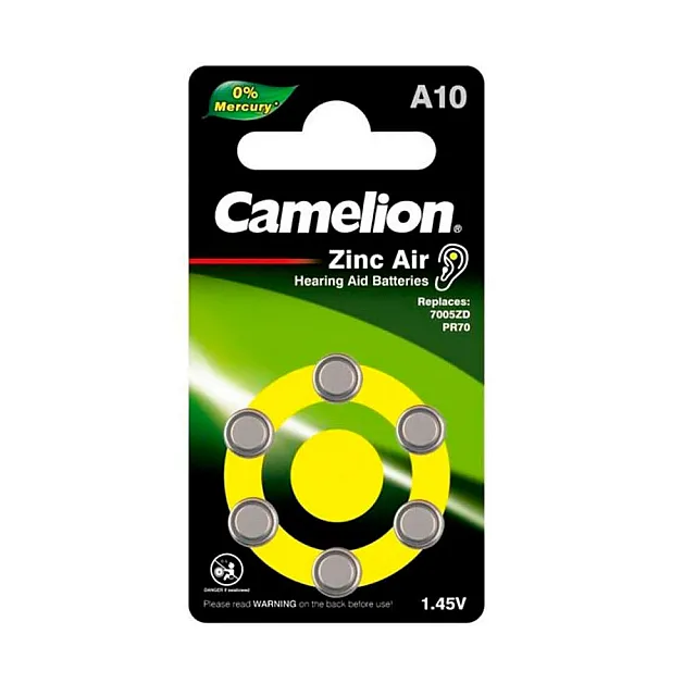 Батарейка Camelion ZA10 BL6 Mercury Free (без ртути) для слухового аппарата