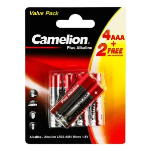 Батарейка Camelion LR03 BP4+2 Plus Alkaline 1.5В 6/72/576 К