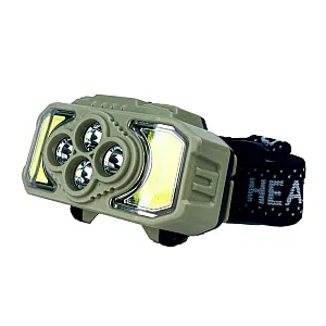 Фонарь налобный Armagan YM-HX-815S 4XPE+2COB белый+красный 1*18650 кабель USB - Type-C датчик движения