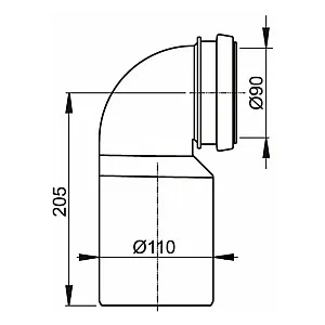 Колено стоковое AlcaPlast M906 90/110 мм