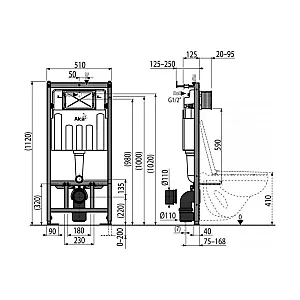 Инсталляция AlcaPlast Sadromodul AM101/1120-BL-01 для сухой установки гипсокартон 1.12 м