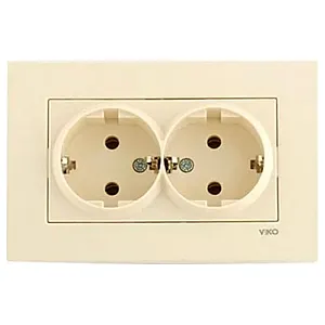 Розетка Viko Karre 90960156 2 гнезда с заземленем кремовая