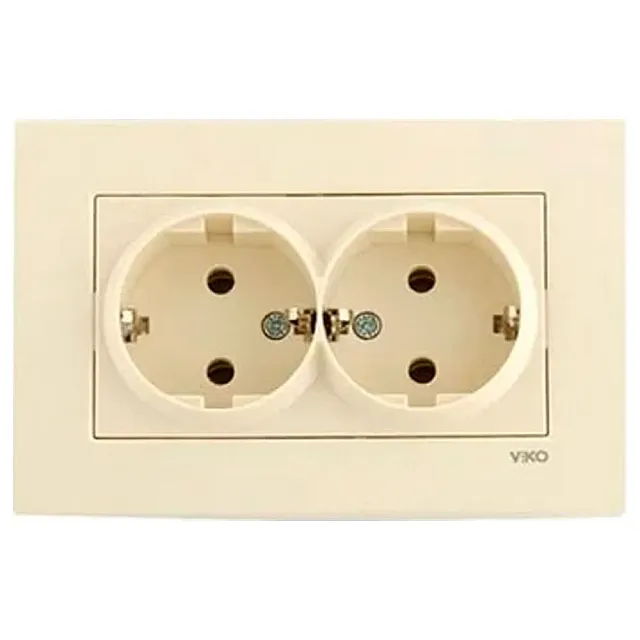 Розетка Viko Karre 90960156 2 гнезда с заземленем кремовая