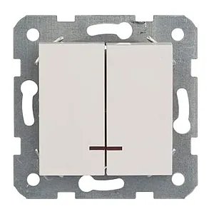 Выключатель Viko Karre 2 клавиши с подсветкой белый