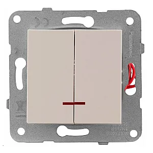 Выключатель Viko Karre 90963750 2 клавиши с подсветкой кремовый