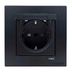 Розетка Viko Novella 92105412 с крышкой дымчатый