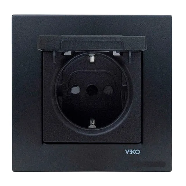 Розетка Viko Novella 92105412 с крышкой дымчатый